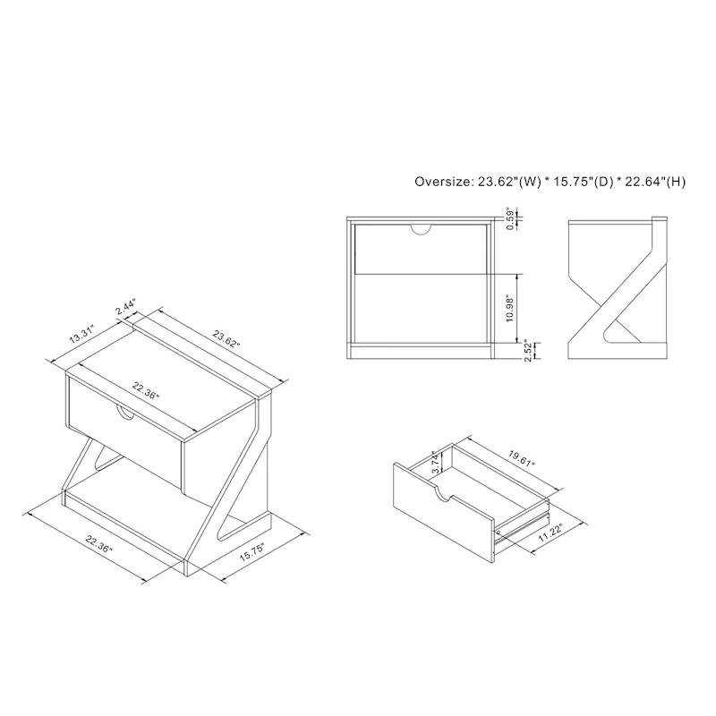DH BASIC Modern White Faux Marble 1-Drawer Nightstand Side Table by Denhour