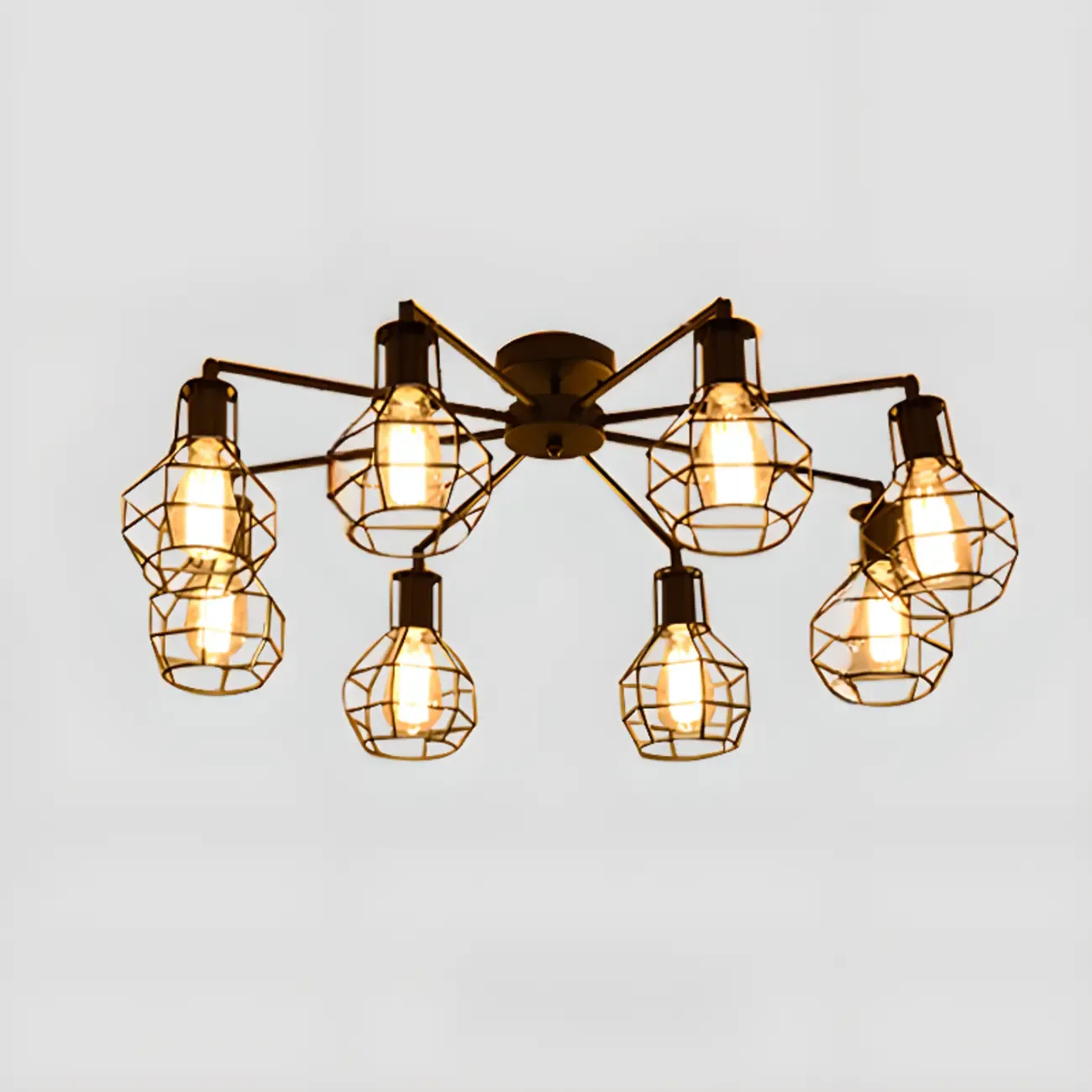 Industrial Black Metal Star Shape Semi Flush Ceiling Light