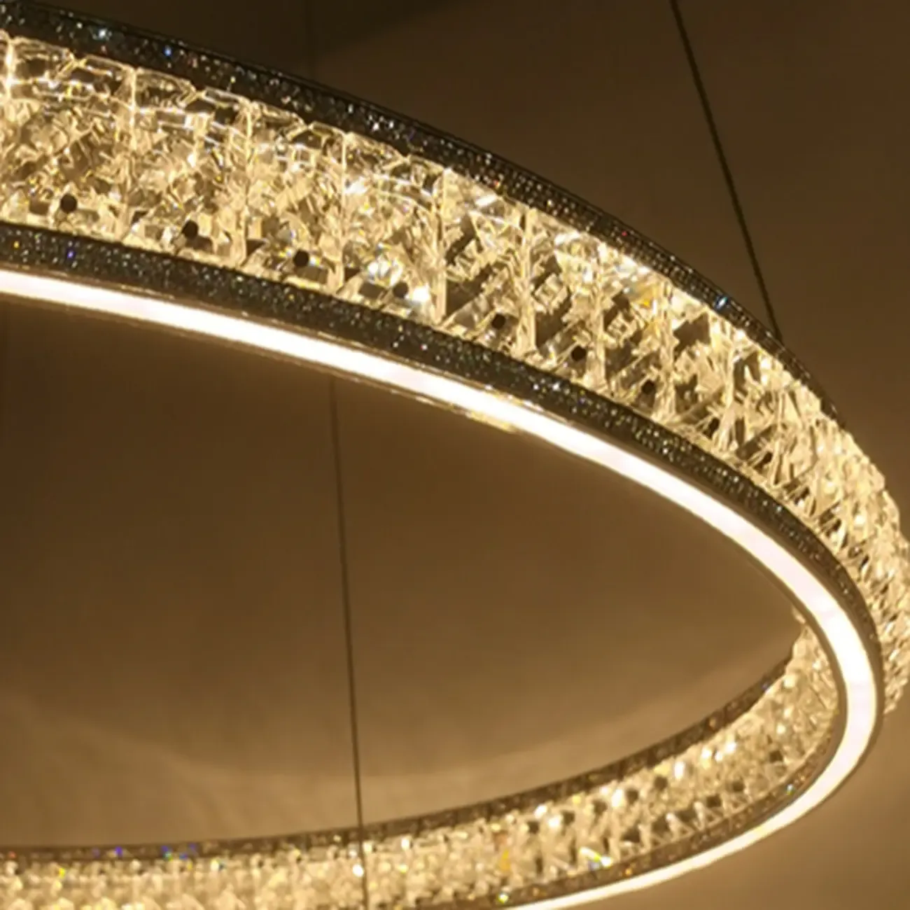 Luxury LED Golden Tiered Ring Crystal Chandelier