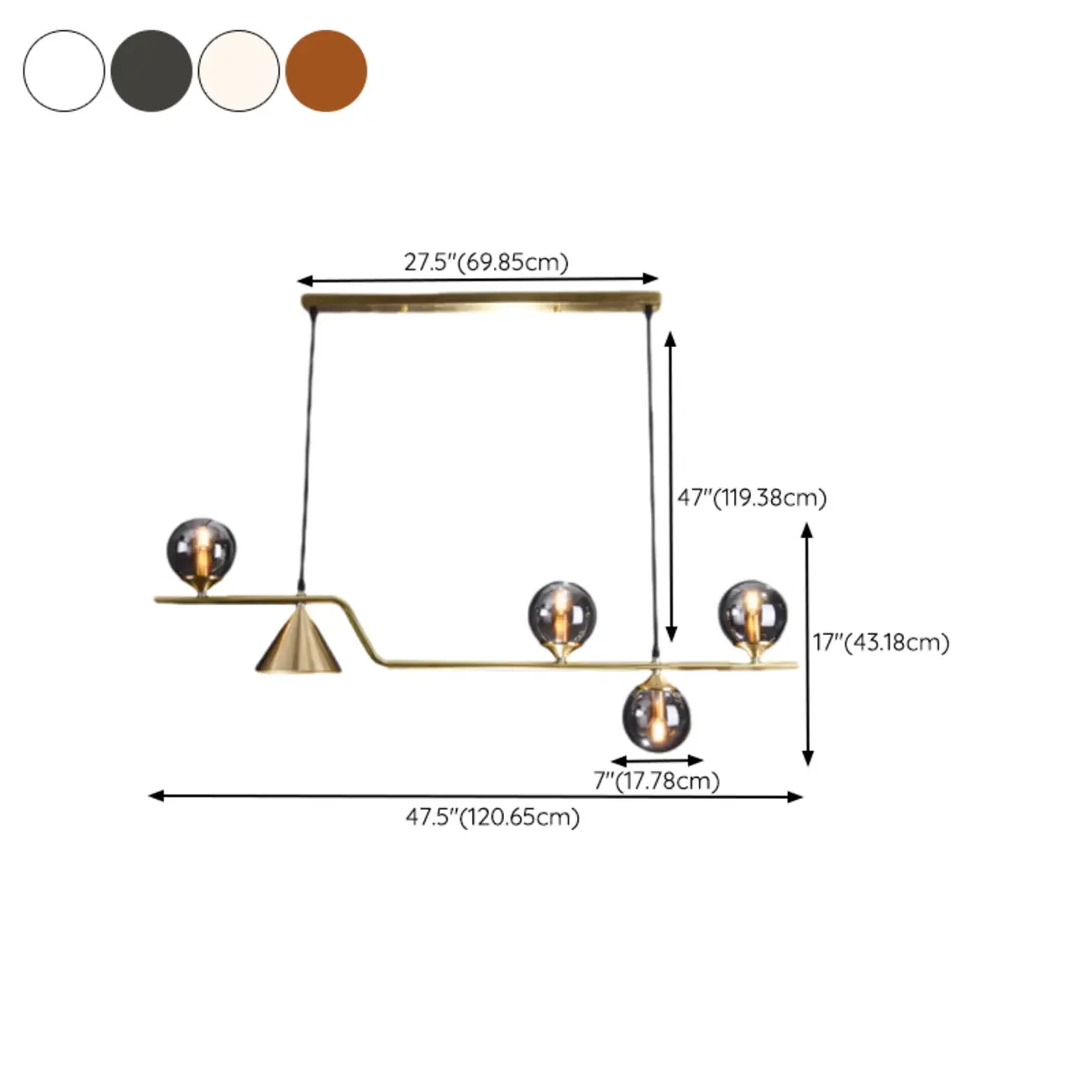 Dining Area Modern Brass Glass LED Island Pendant Light