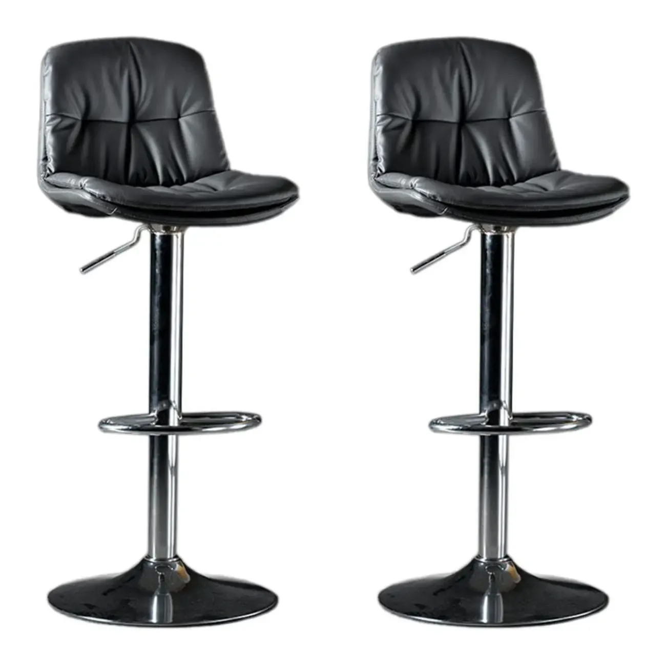 Adjustable Leather Low Back Swivel Bar Stool