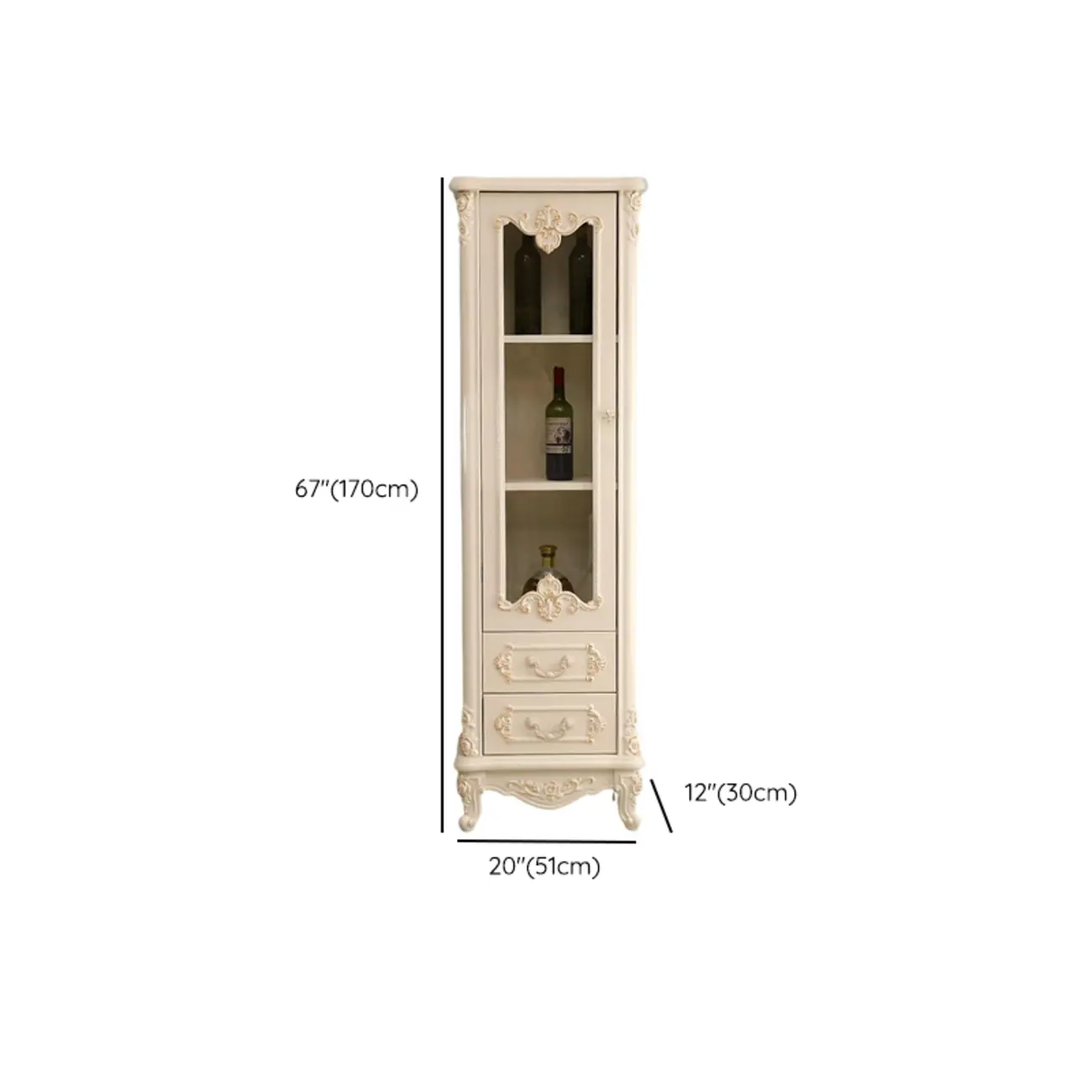 Scandinavian Wooden 2-Drawer Standard Curio Cabinet