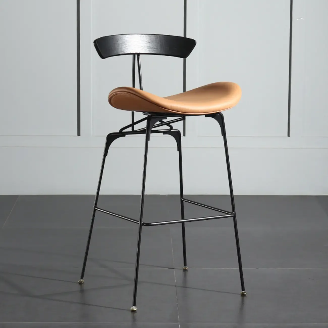 Modern Saddle Genuine Leather Low Back Bar Stool