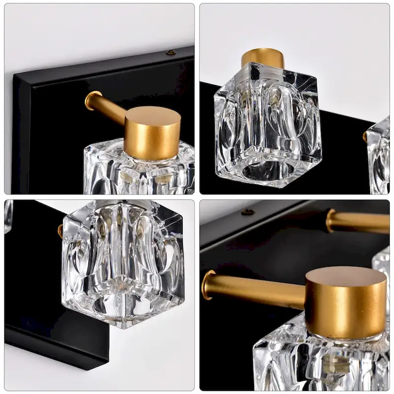Modern Vanity Lights with Crystal Glass Shade - Gold