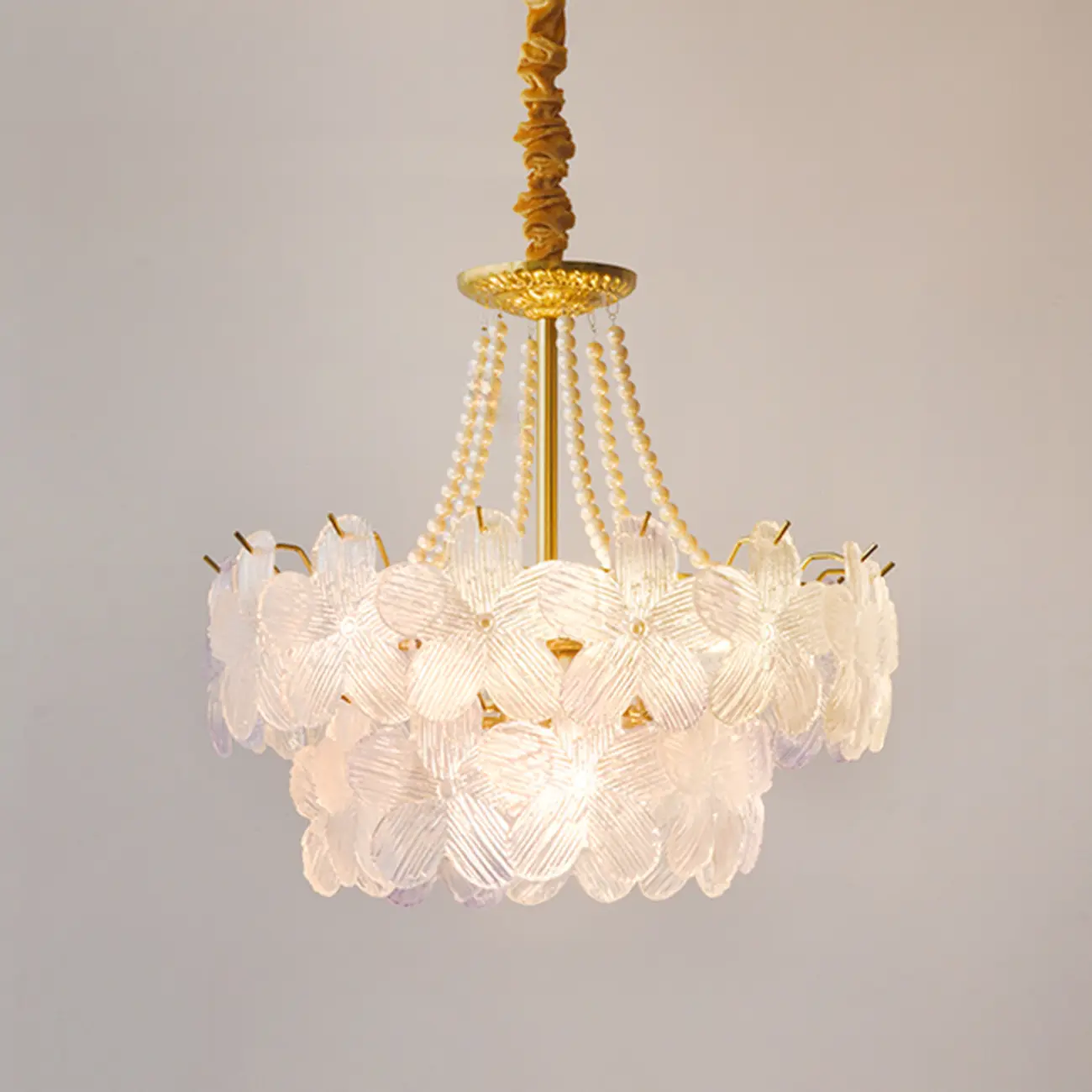 Modern Tier Round Flower Crystal Chandelier