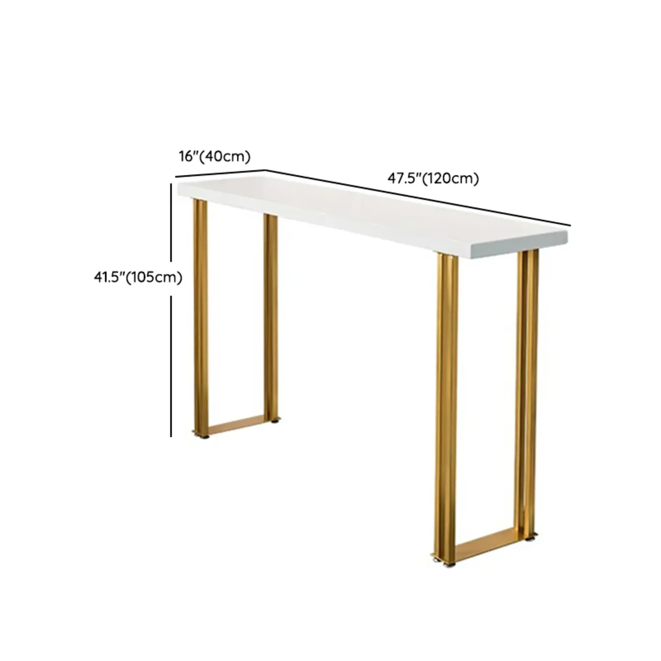 Glam White Wood Gold Iron Sled Bar Tables