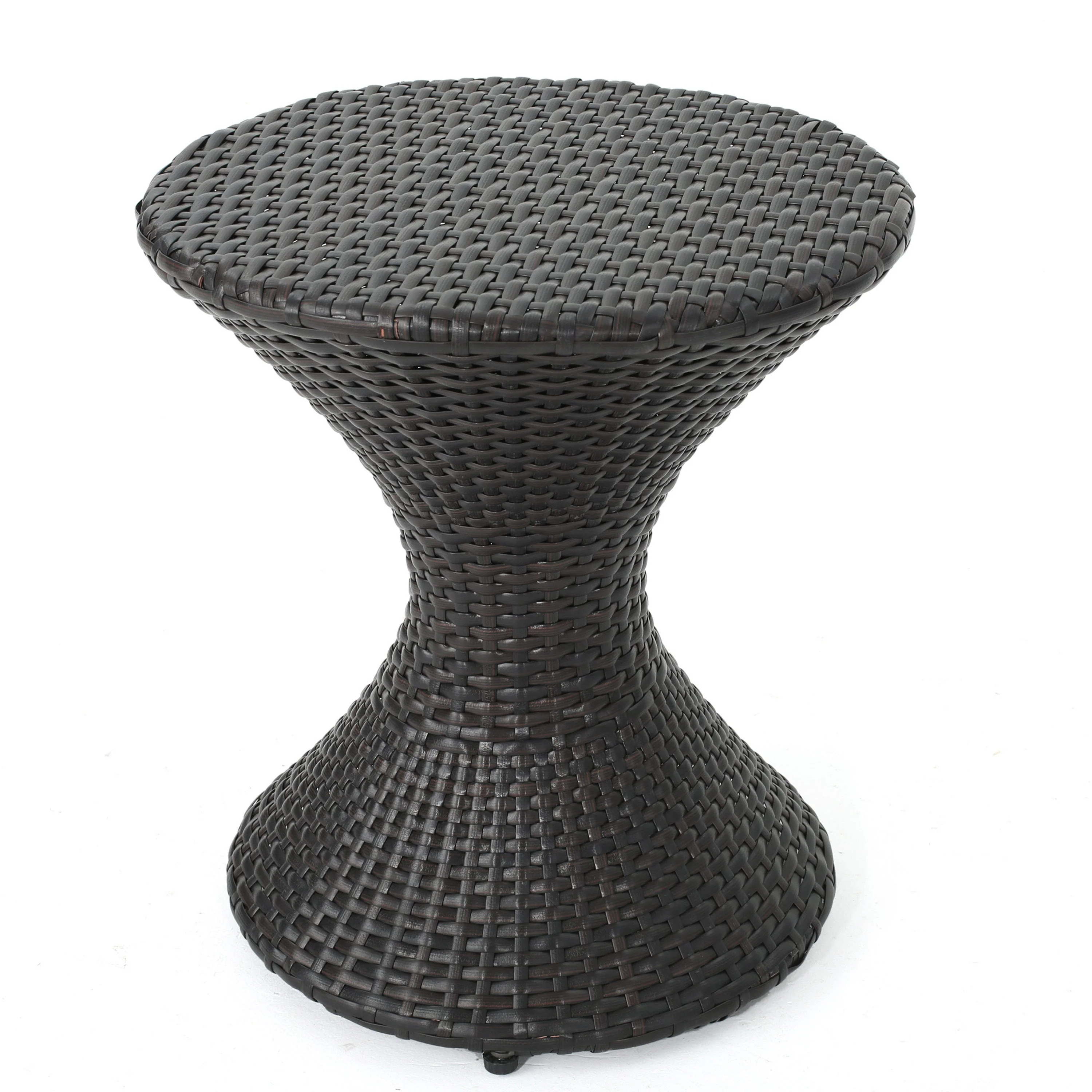 Walker Edison | Outdoor 16-inch Multi-brown Wicker Hourglass Side Table