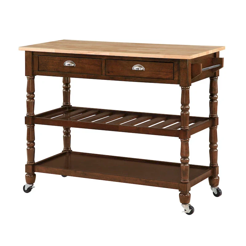 Convenience Concepts French Country 3 Tier Butcher Block Kitchen Cart with Drawers