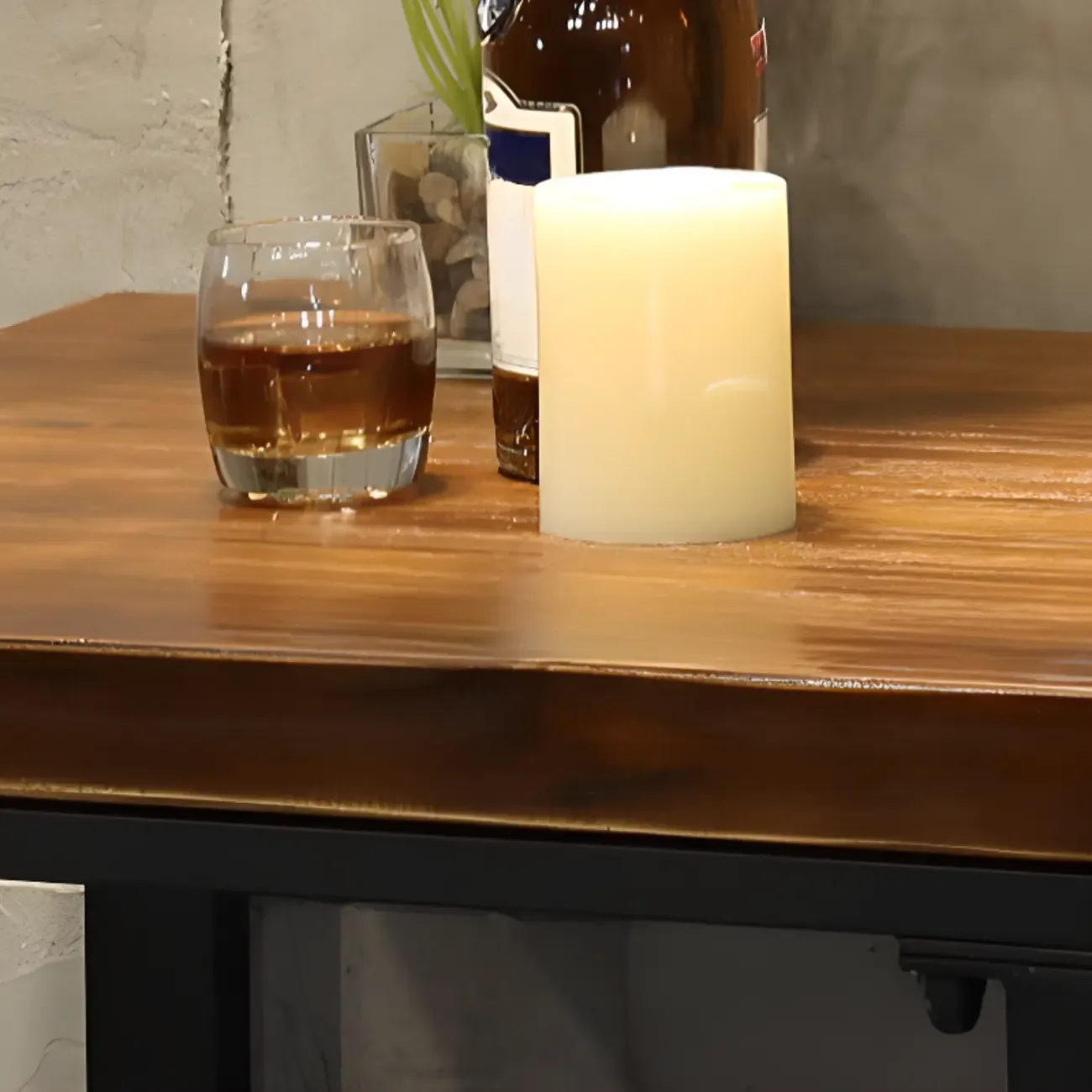 Industrial Brown Wooden Square Trestle Bar Tables