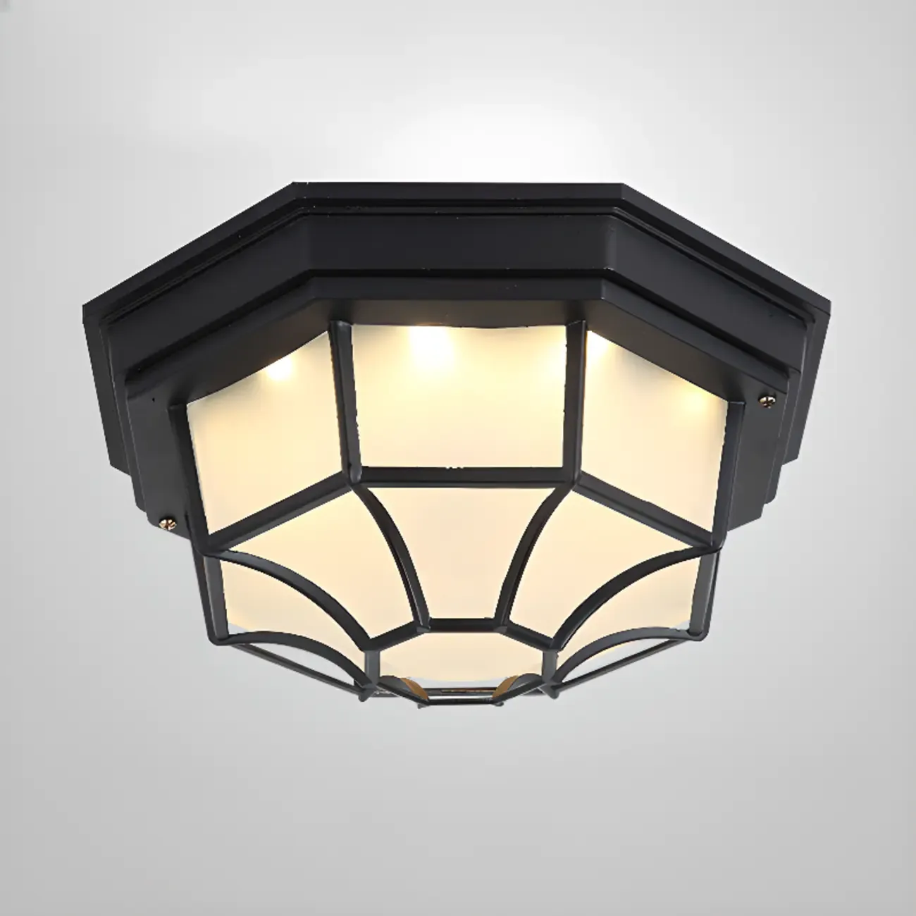 Industrial Black Round Metal LED Flush Ceiling Light