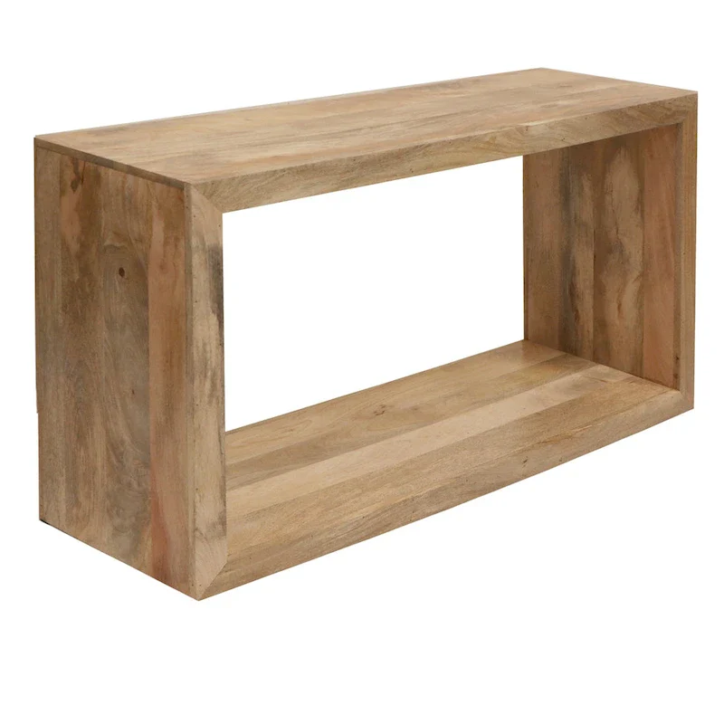 Keli 52 Inch Mango Wood Sideboard Console Table, Open Cube, 1 Shelf