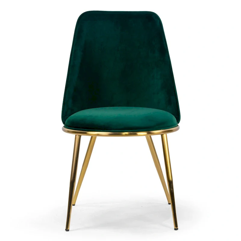 Anzu Glam Green Velvet Dining Chairs with Goldtone Legs (Set of 2)