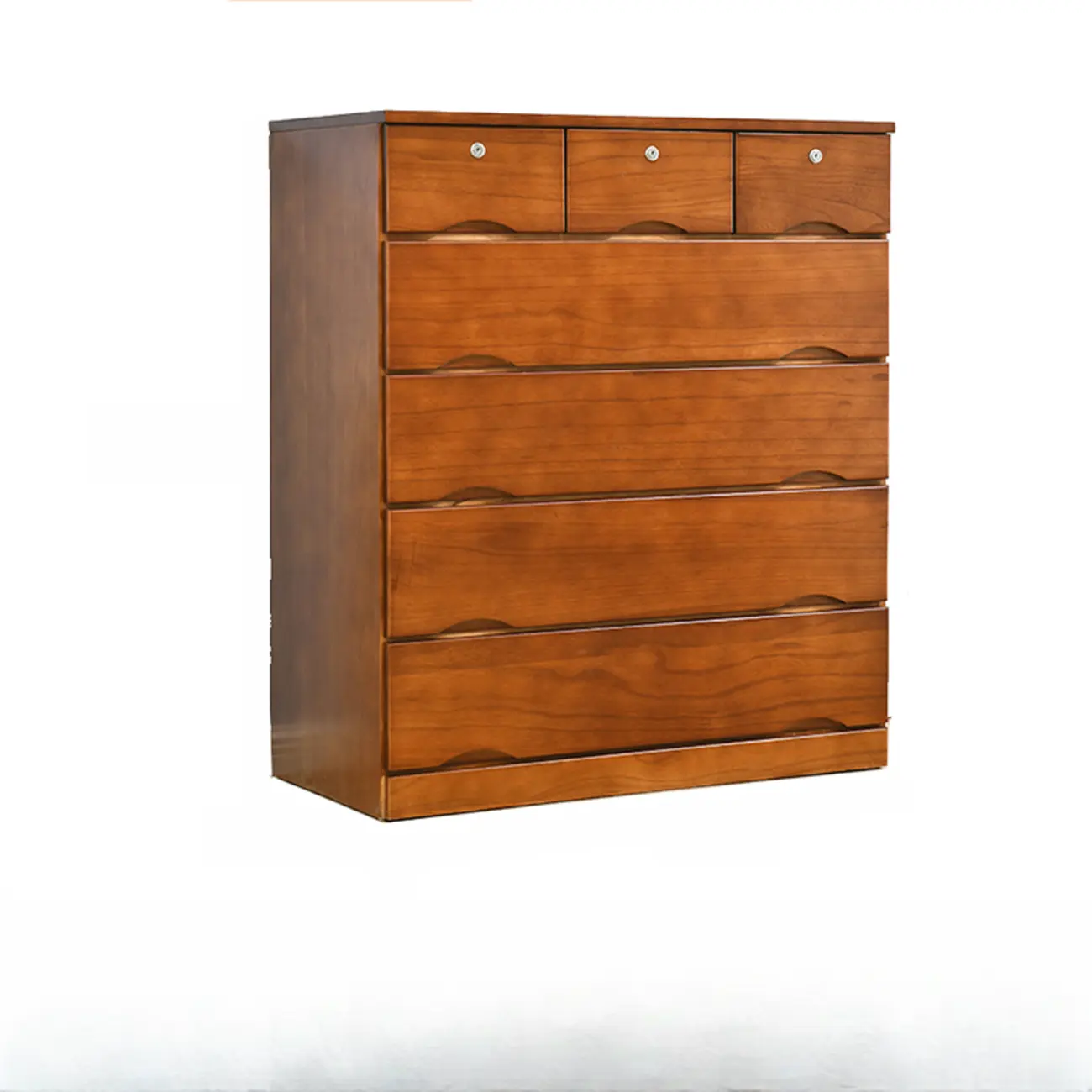 Natural Wood Double Dresser with Lockable Drawer