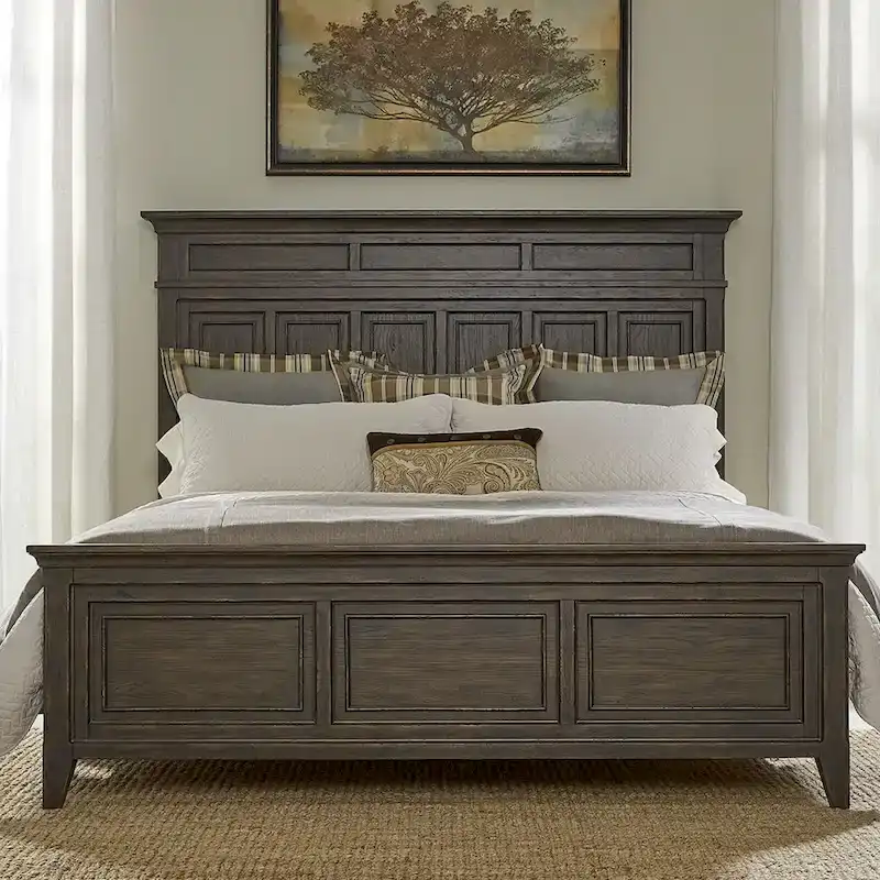 Paradise Valley Saddle Brown Panel Bed, Dresser and Mirror Set