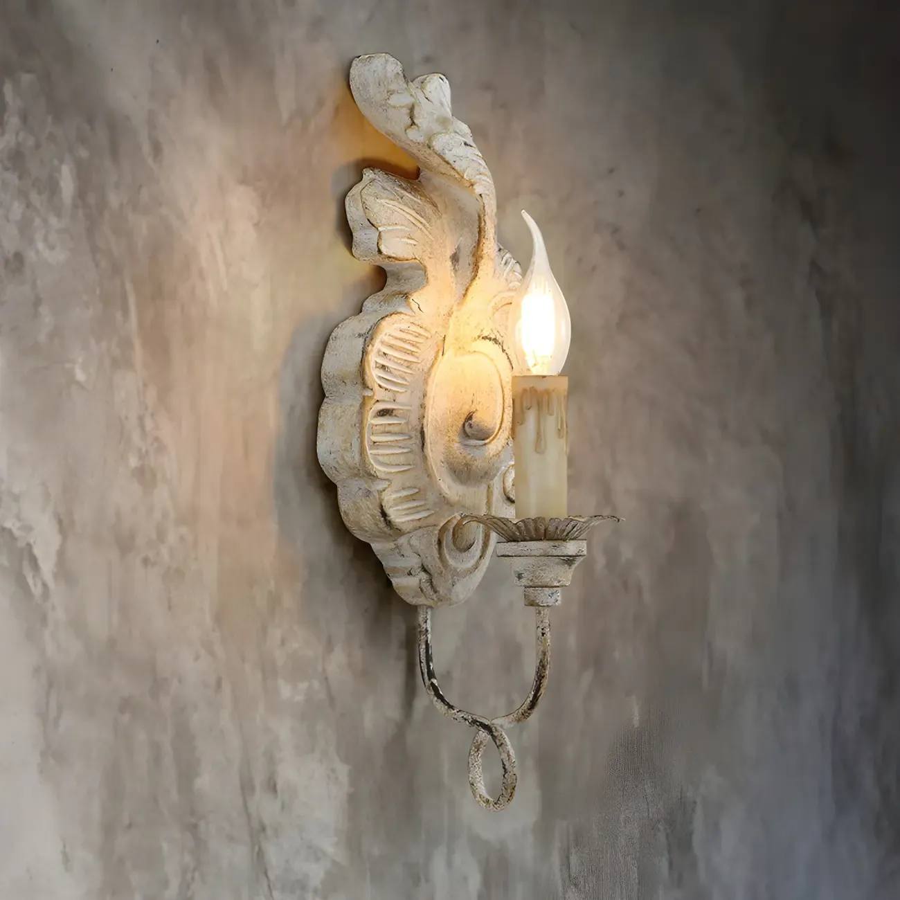 Antique Wall Sconce with Fabric Shade for Hallway Decor