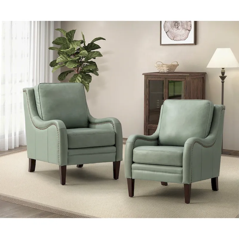 Pascual Comfy Living Room Armchair Set Of 2 with Solid Wood Legs