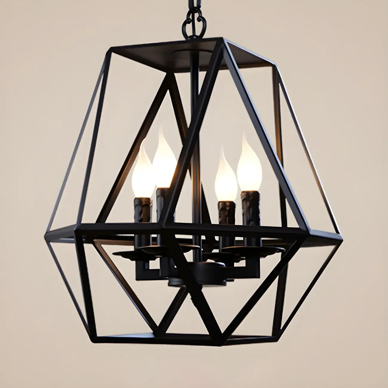 Black Geometric Iron Frame Modern Chandelier