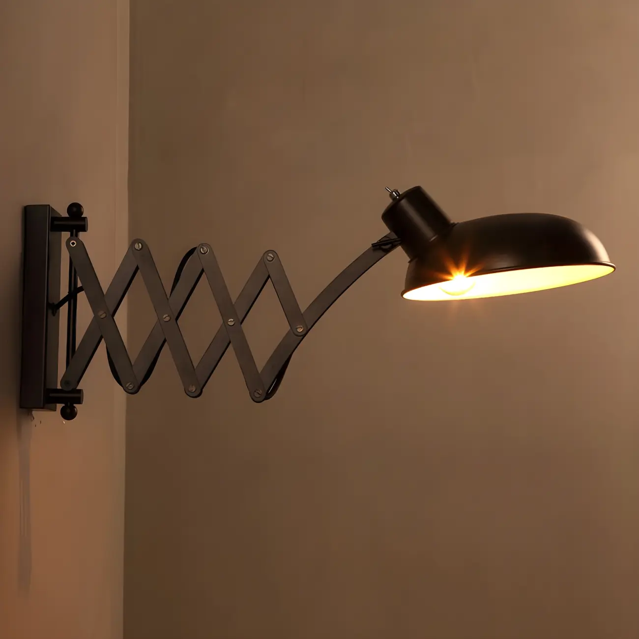 Retro Industrial Metal Black Swing Arm Wall Light