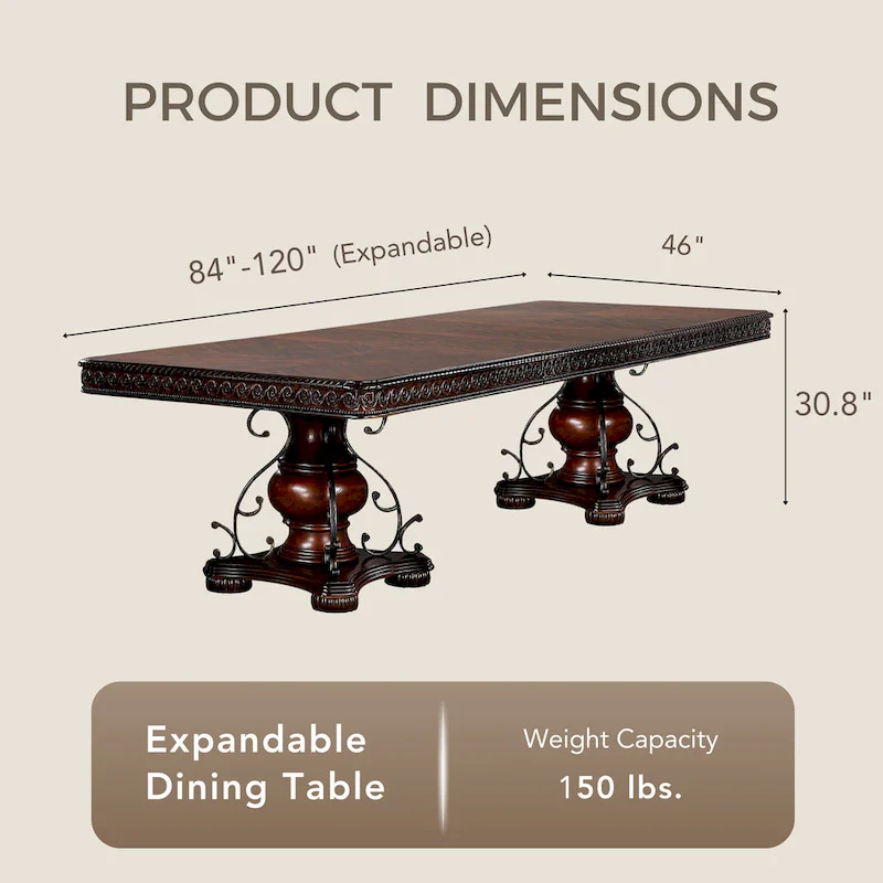 Furniture of America Baburam Traditional Cherry 120-inch Dining Table