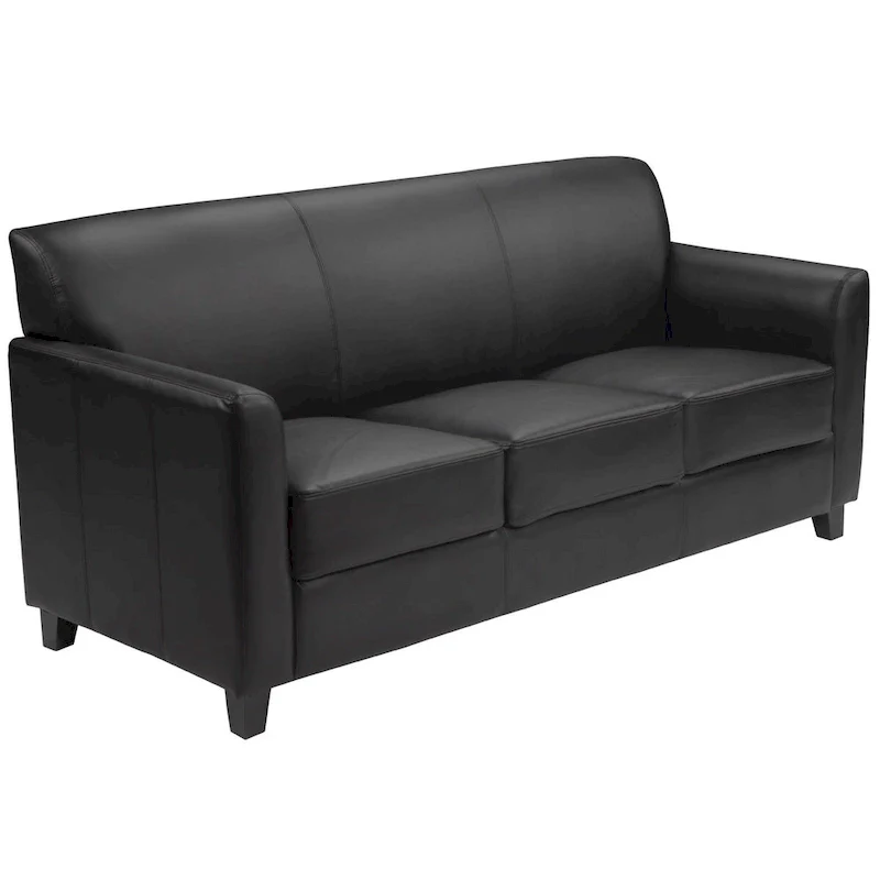 Benville Modern Black Leather Sofa