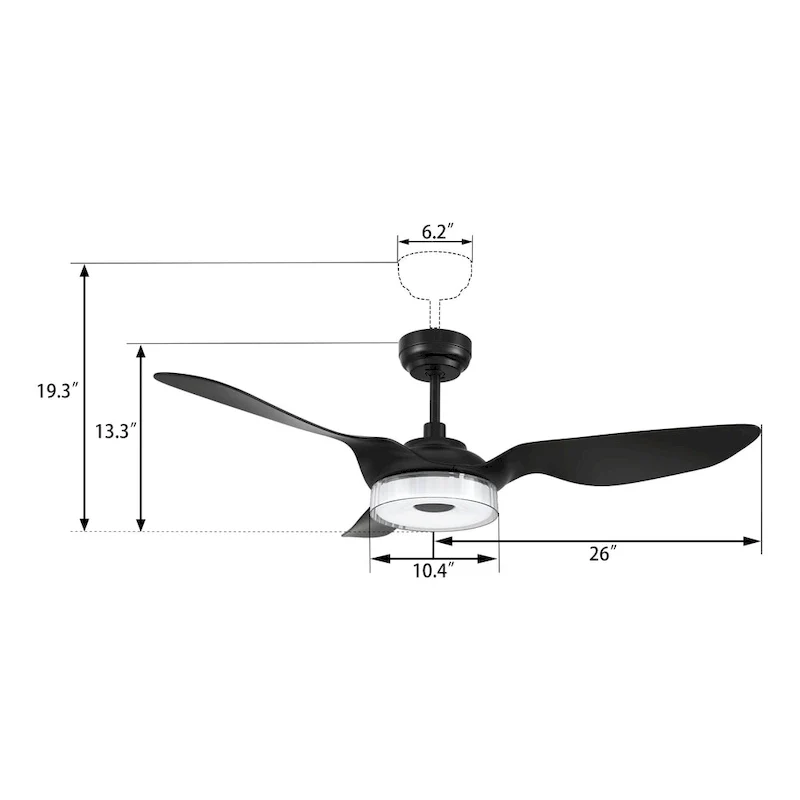 CARRO Felix 52  3-Blade Smart Ceiling Fan with Light and Remote.