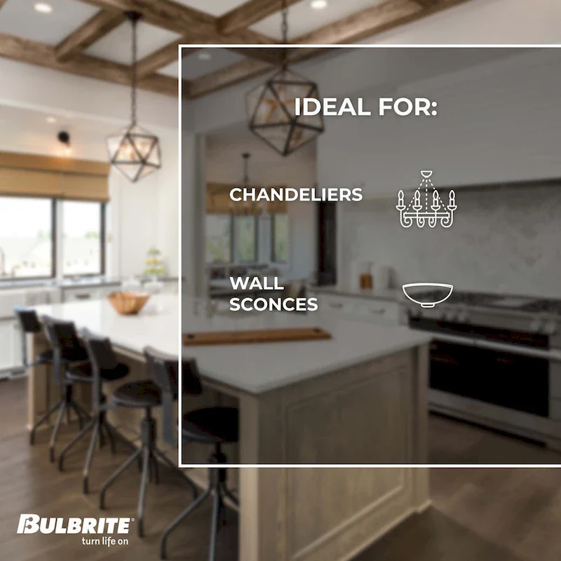 Bulbrite LED Filament Pack of (4) 6.5 Watt Dimmable B11 Light Bulbs with a Clear Finish and Medium (E26) Base - Warm White Light