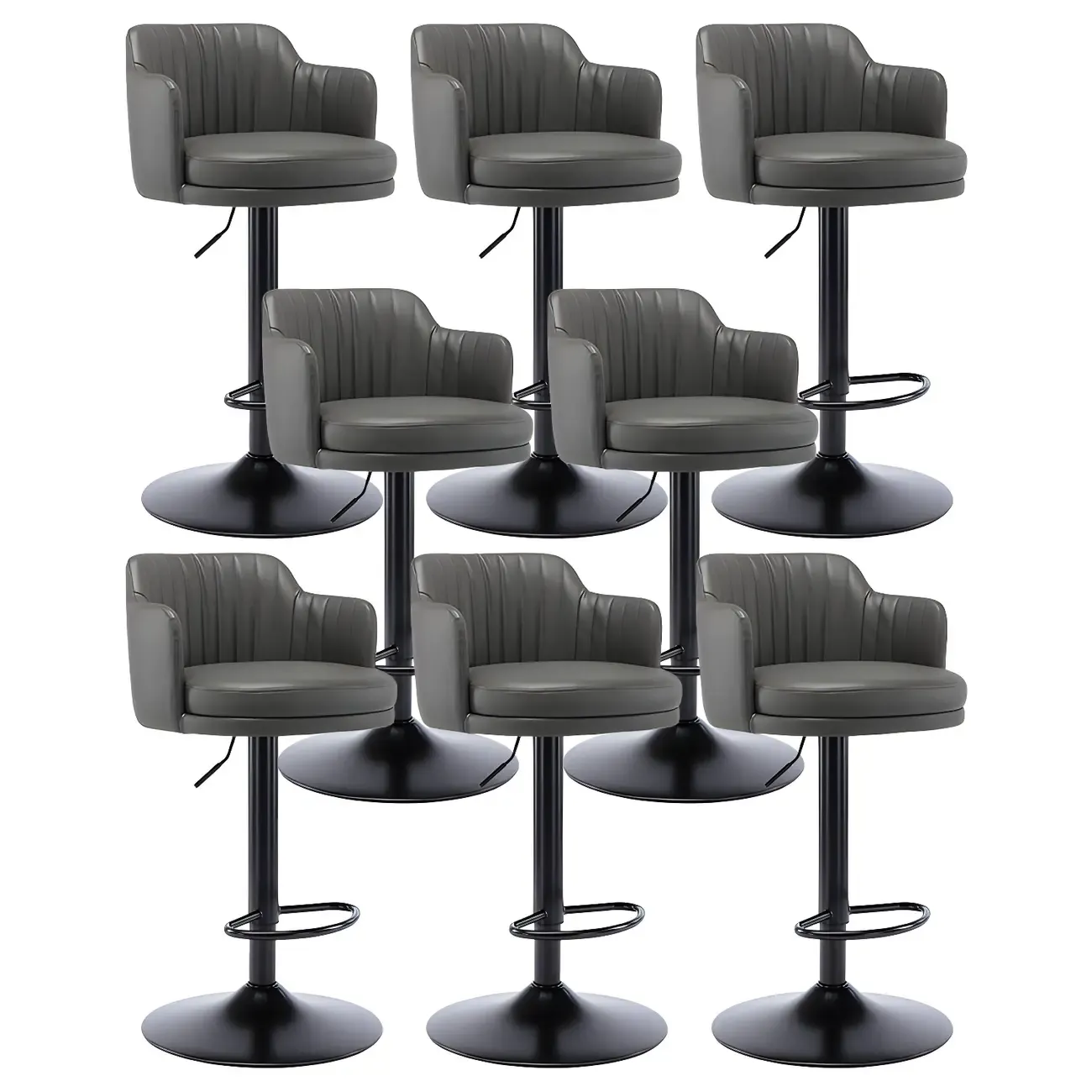 Modern Leather Armrests Swivel Adjustable Bar Stool