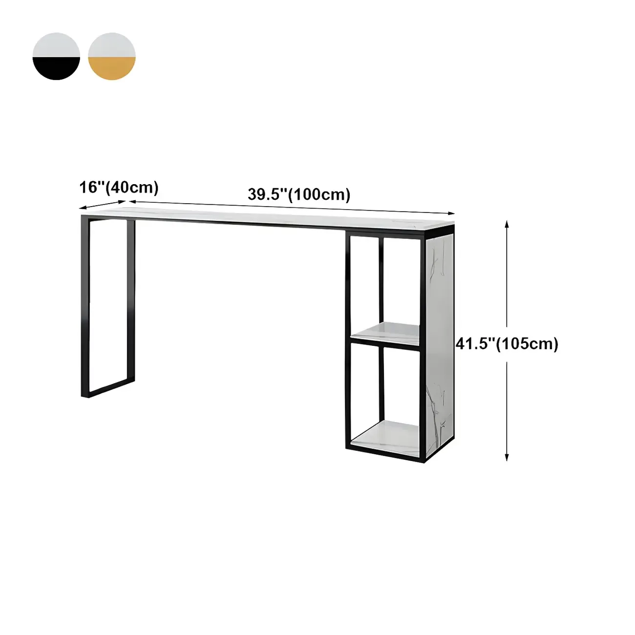 Modern White Faux Marble Iron Sled 2-Shelf Bar Tables
