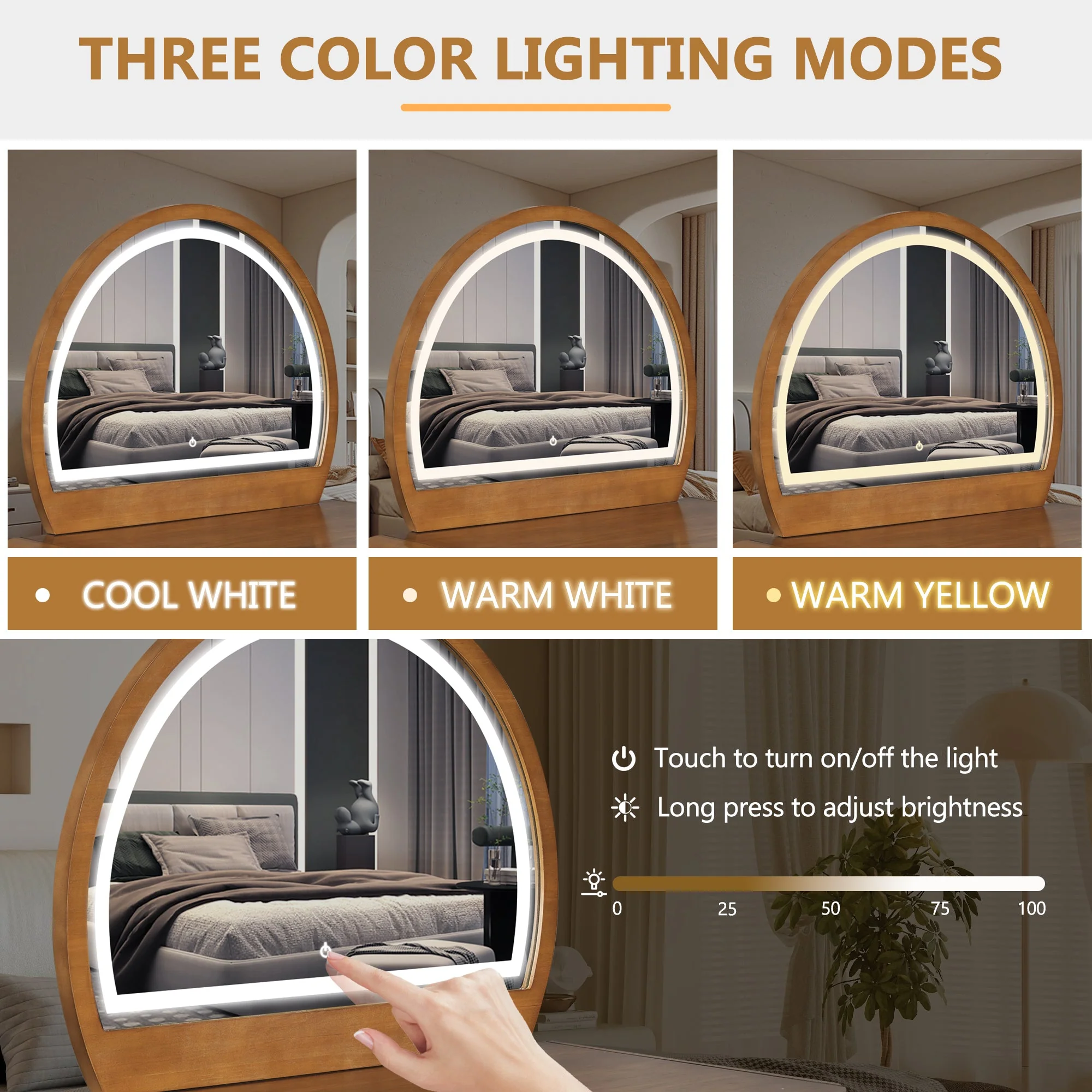 Walker Edison | Modern Reeded Curve Design Makeup Vanity Table