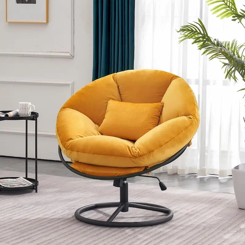 MCombo Gas Lift Swivel Papasan Chair with Height Adjustment, Velvet HQ405