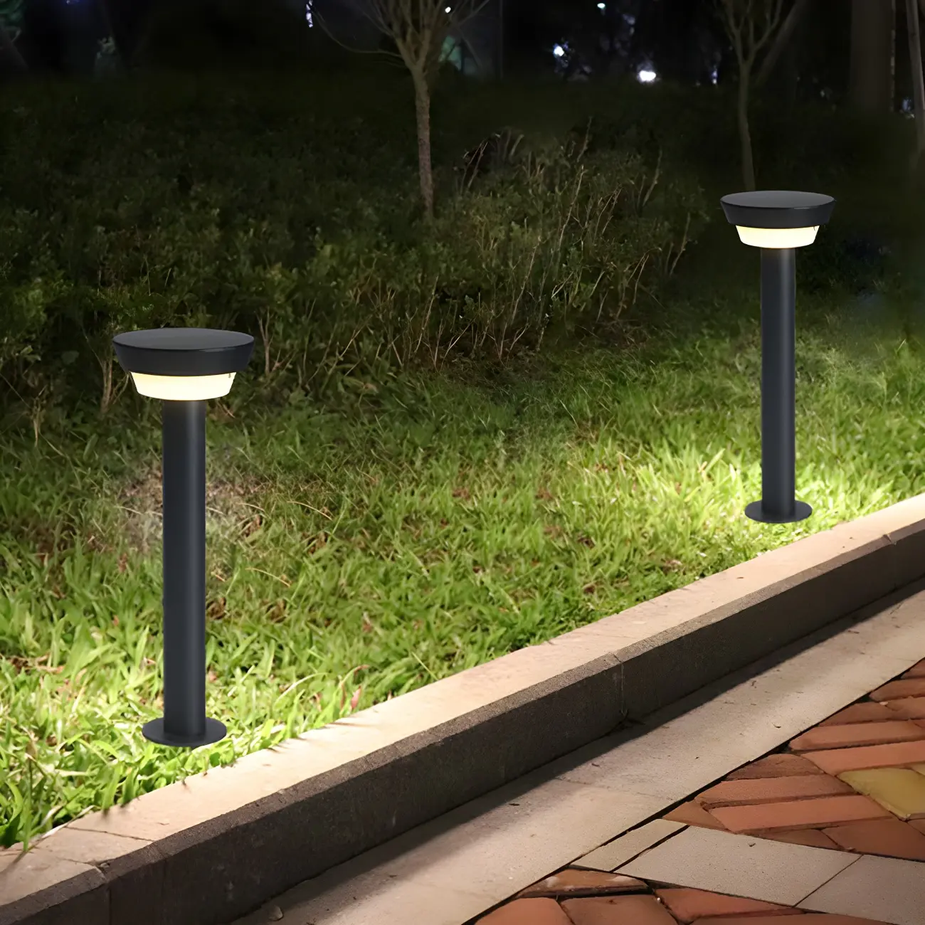 Modern Round Stake Solar Metal Landscape Lighting