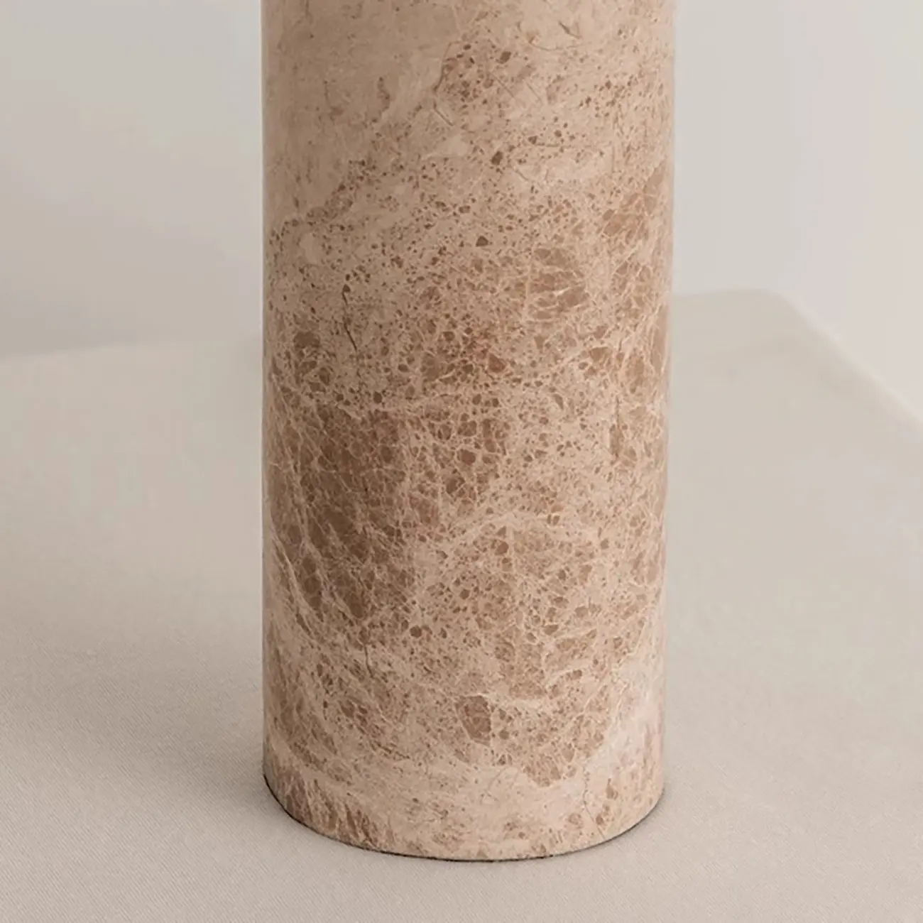 Elegant Beige Marble Base Table Lamp with Fabric Shade