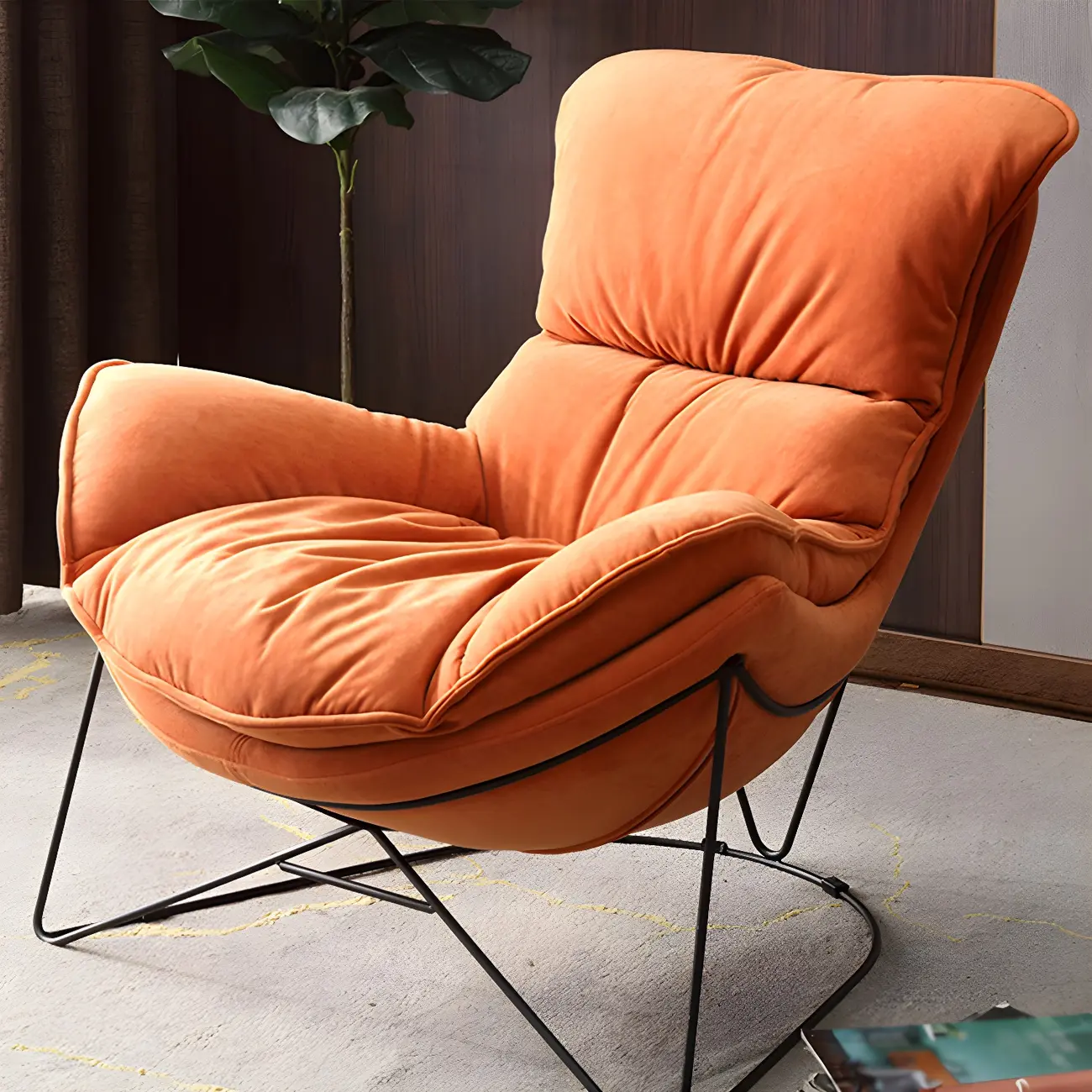 Modern Fabric Accent Chair with Pillow Back