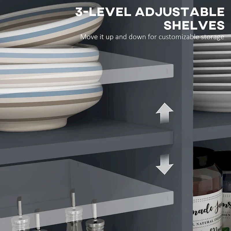 HOMCOM Rolling Kitchen Island with Drop Leaf Wood Breakfast Bar, Farmhouse Kitchen Cart with 2 Drawers, Dark Gray