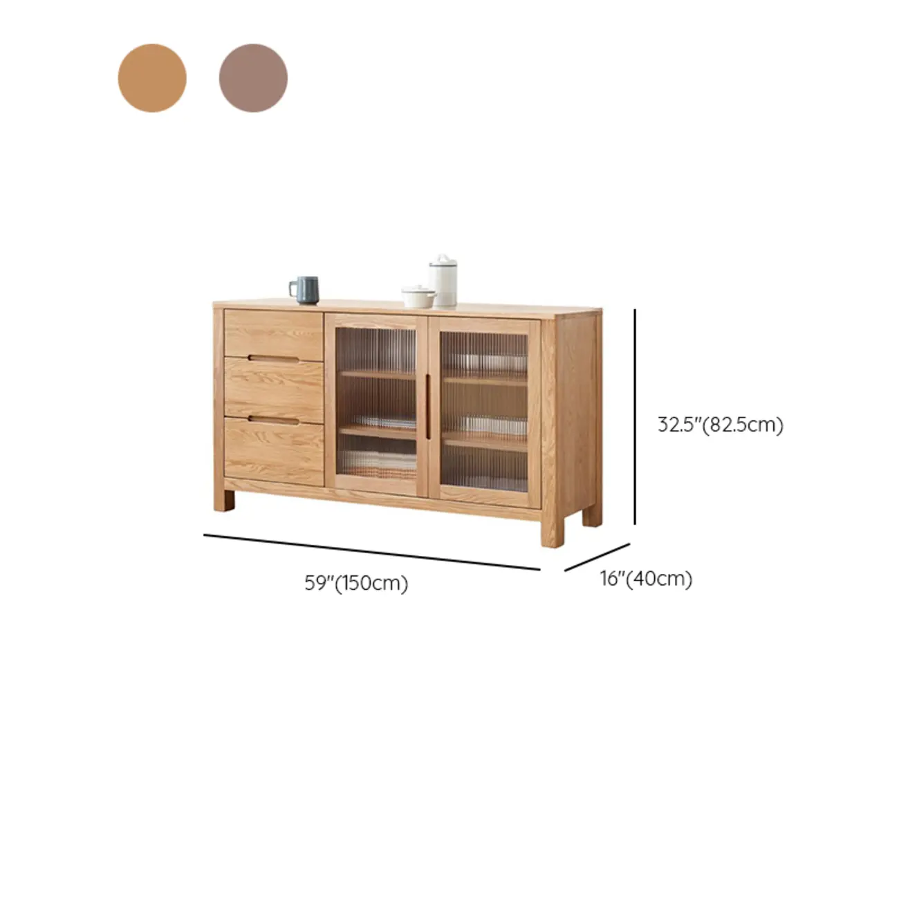 Modern Wood Sideboard with Shelves and Drawers