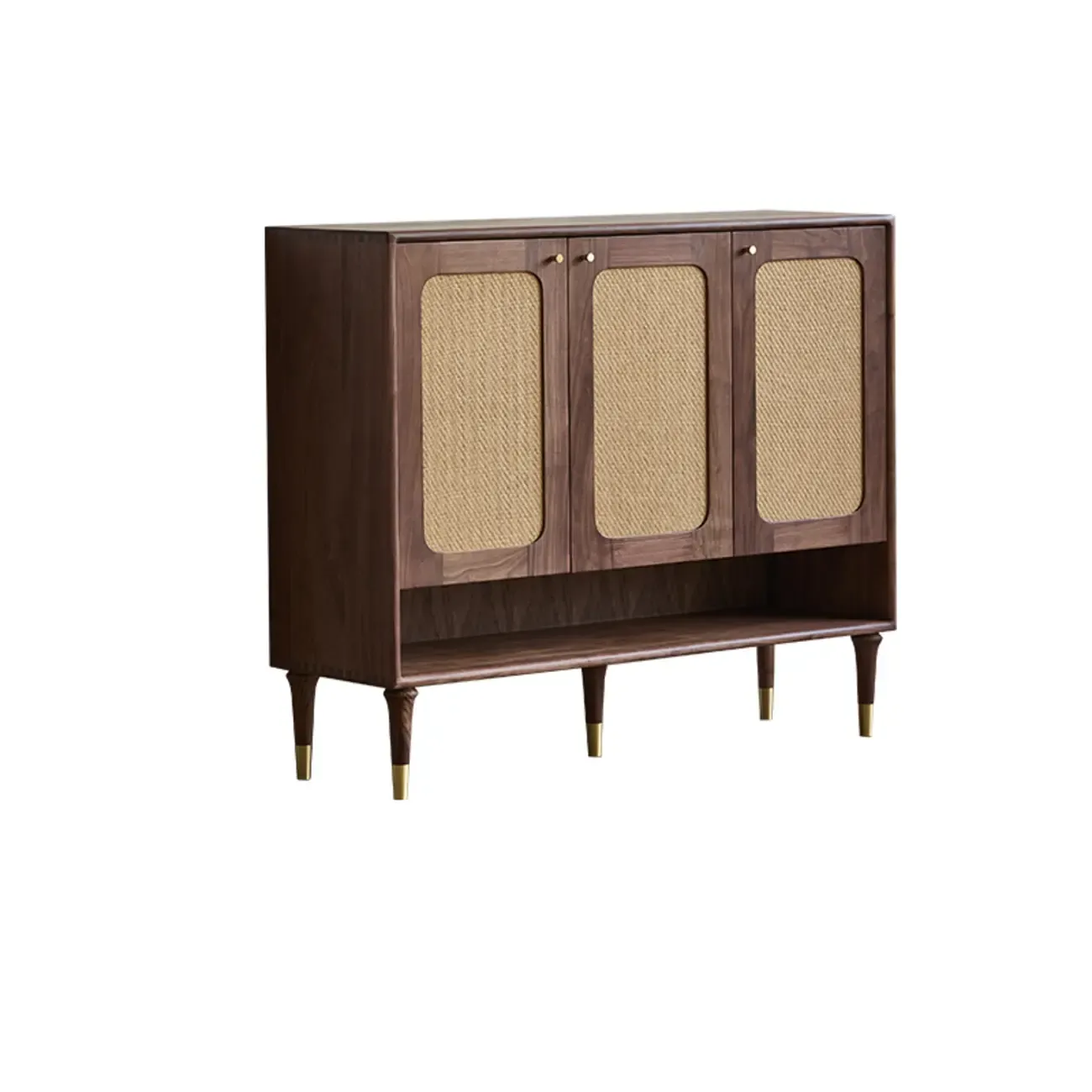 Bohemian Brown Solid Wood Entryway Shoe Cabinet