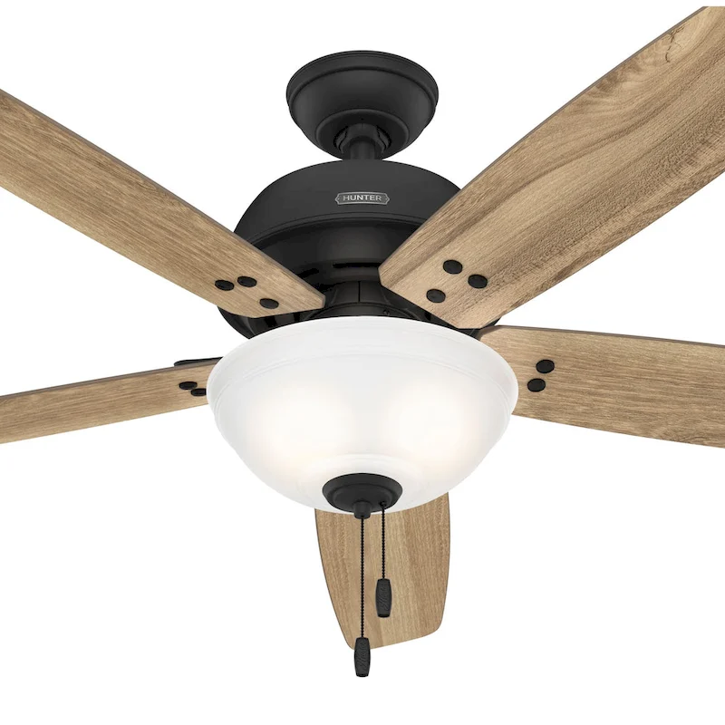 Hunter 60  Reveille Ceiling Fan with LED Light Kit and Pull Chain, Rustic, Transitional