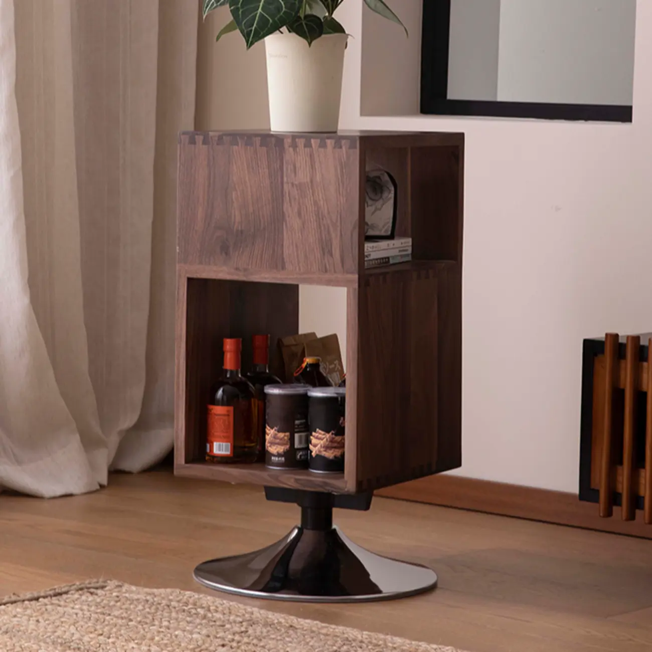 Timeless Rectangular Wooden 360¡ã Rotating Side Table