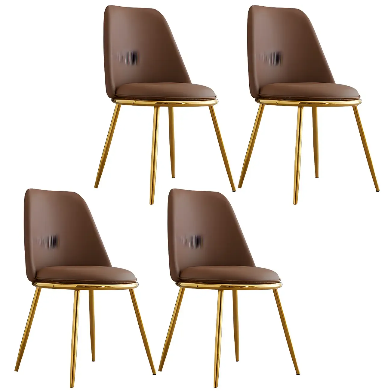 Glam Scandinavian Leather Armless Dining Chairs Metal Frame
