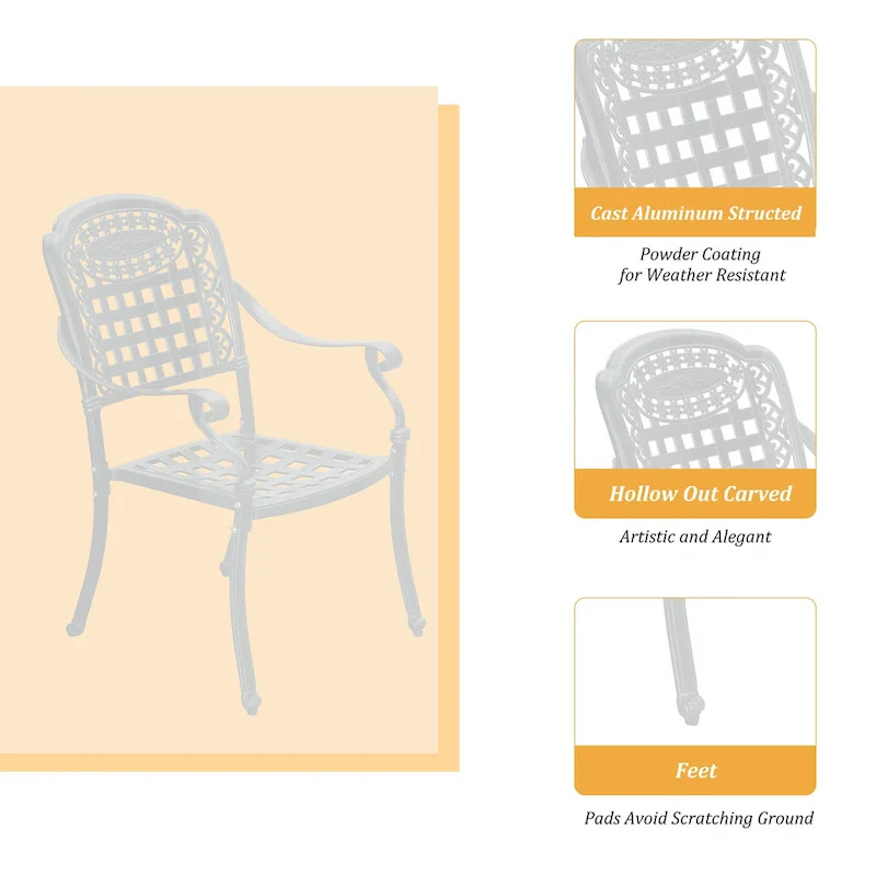 Clihome Cast Aluminum Patio Dining Chairs (Set of 2)