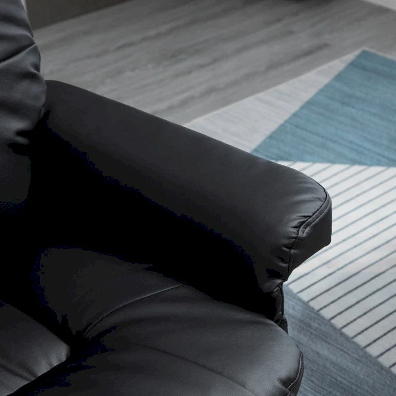 Recliner and Ottoman with Wrapped Base, Swivel PU Leather Reclining Chair with Footrest,Black