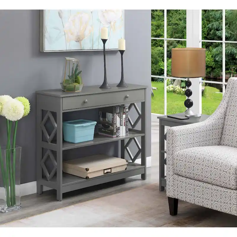Convenience Concepts Diamond 1 Drawer Console Table with Shelves