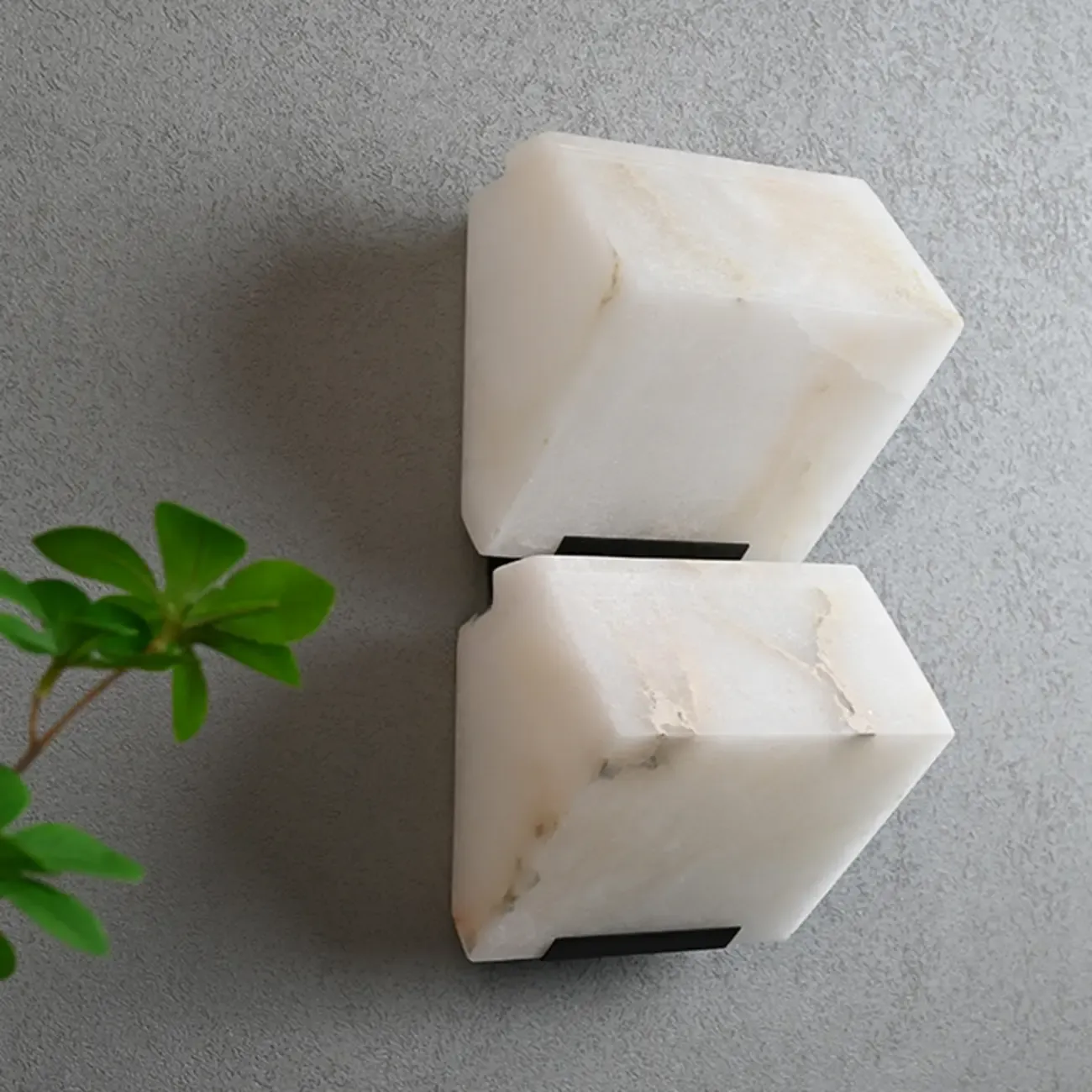 3-Light Geometric Metal Stone Shade Wall Sconce