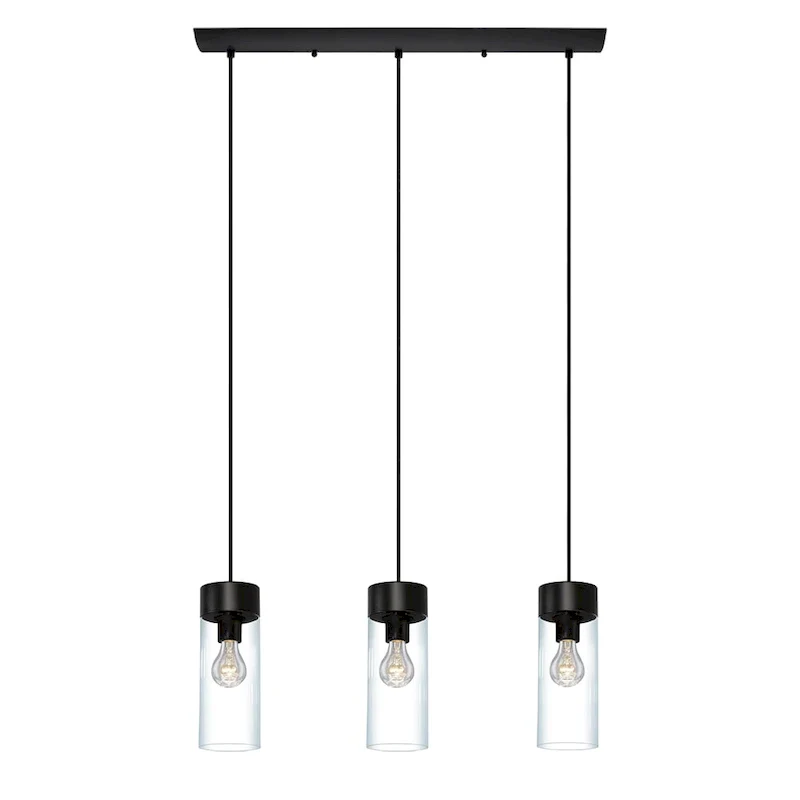 Eglo Montey 3 Light Pendant With Matte Black Finish and Clear Glass