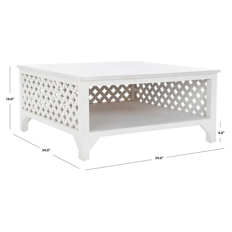 SAFAVIEH Bernardina Square Single Shelf Coffee Table - 34 L x 34 D x 16 H - 34Wx34Dx16H