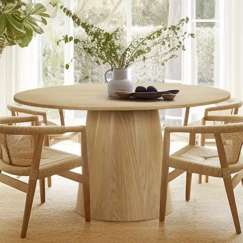 52   Solid Oak Round Pedestal Dining Table