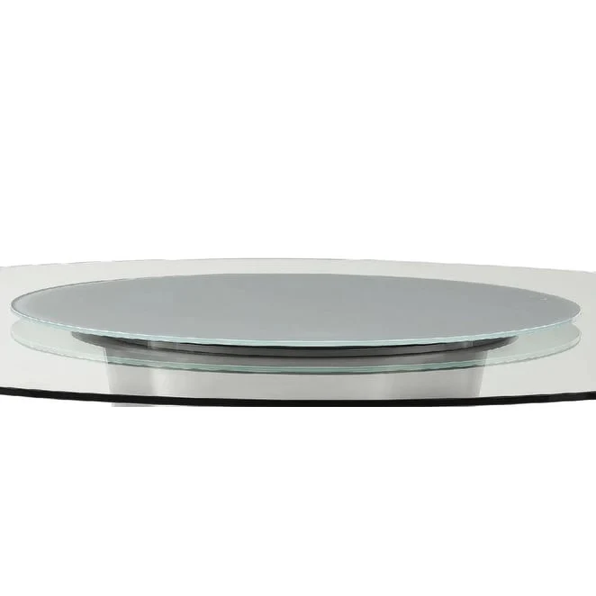 Clear Glass Round Table with Stainless Steel Base Or Lazy Susan