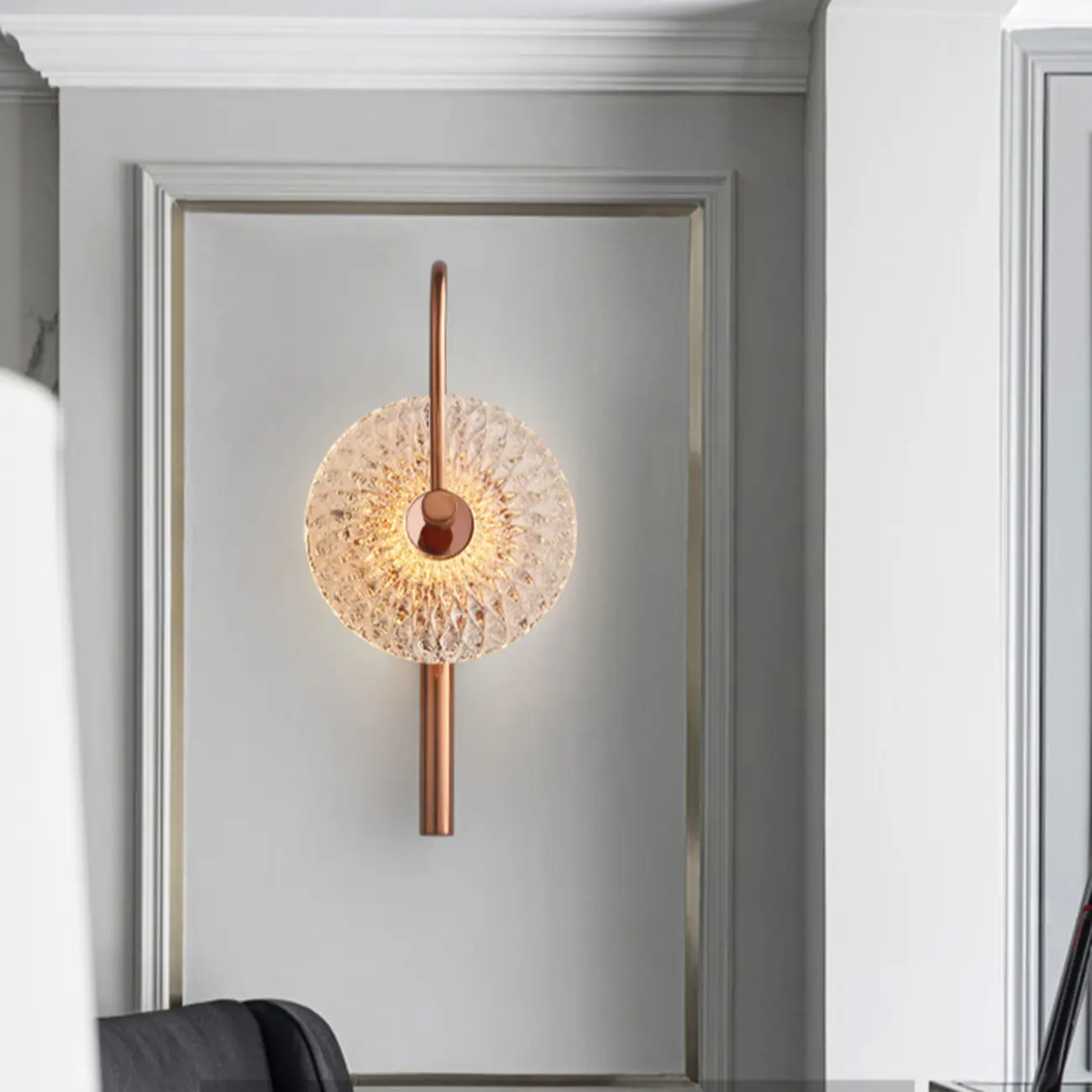 Modern Metal Glass Round Wall Sconce