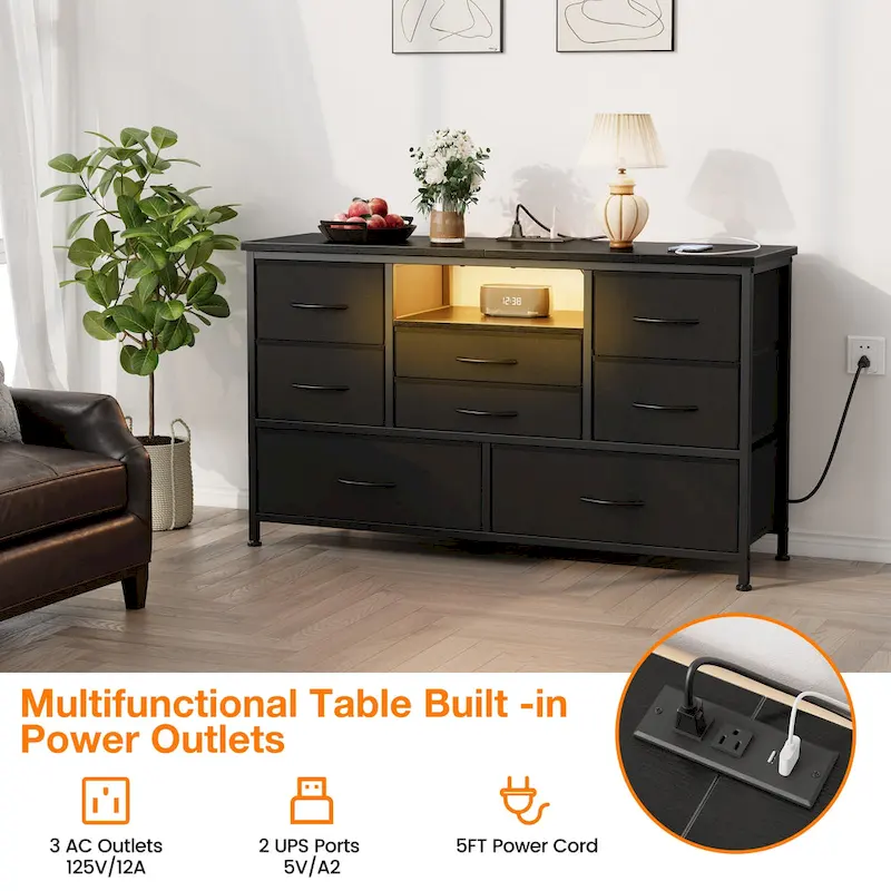 TV Stand & Chest of Drawers with AC Outlets