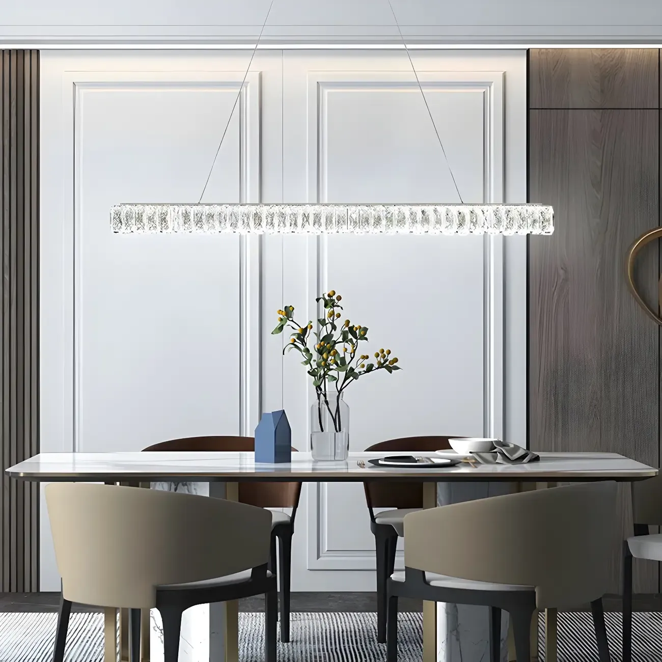 Trendy Modern Crystal Linear Pendant Light